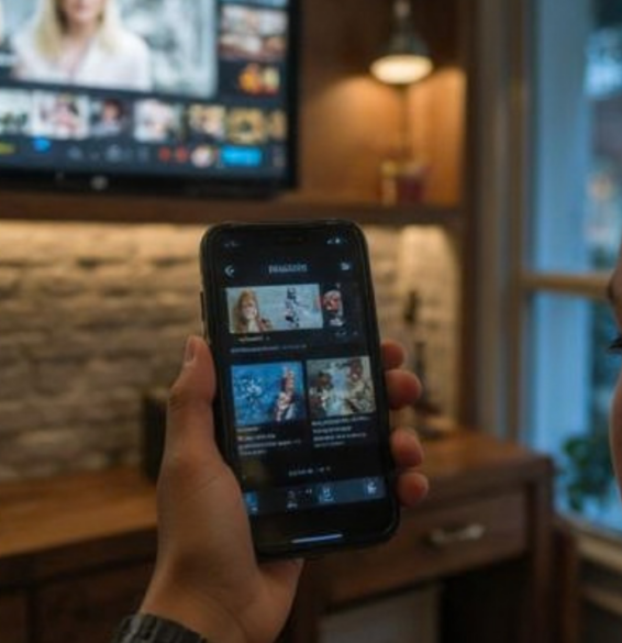 Streaming service interface on mobile phone